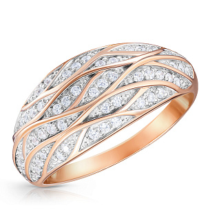 Кольцо из красного золота с фианитом