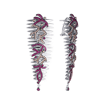 Серьги из серебра с фианитом