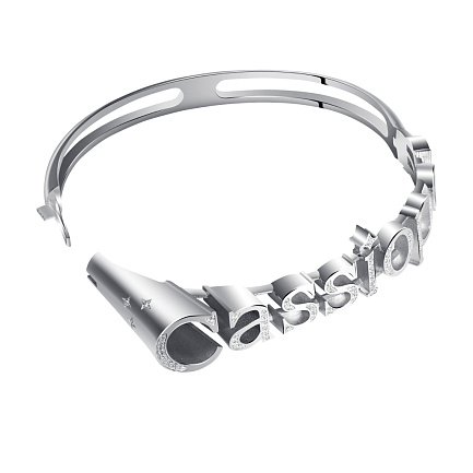 Браслет автомат из белого золота с бриллиантами