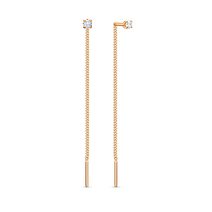 Серьги из красного золота с фианитами