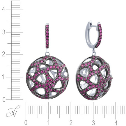 Серьги из белого золота с рубинами