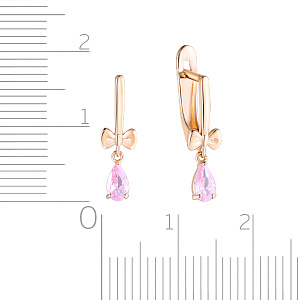 Серьги детские из красного золота с фианитом