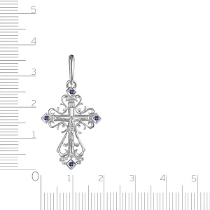 Крест из белого золота с сапфирами