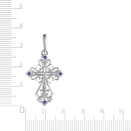 Крест из белого золота с сапфирами