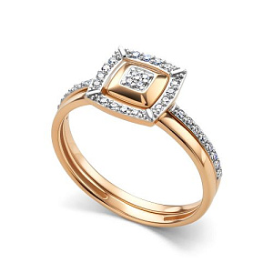 Кольцо из красного золота с бриллиантами