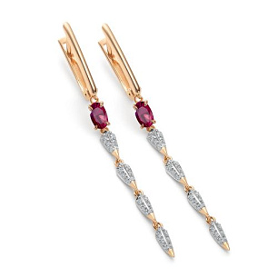 Серьги с английским замком из красного золота с бриллиантом