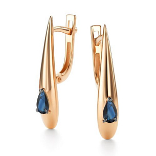Серьги с английским замком из красного золота с сапфиром