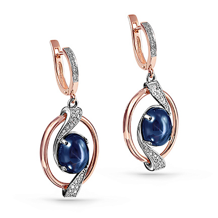 Серьги с английским замком из красного золота с бриллиантами