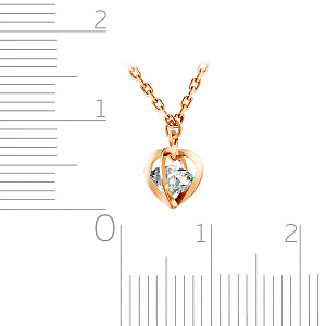 Колье из красного золота с фианитом, плетение якорное