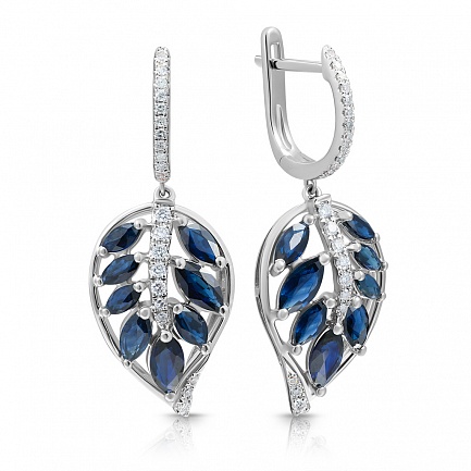 Серьги с английским замком из белого золота с бриллиантами