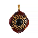 Подвеска из желтого золота с агатом, ониксом