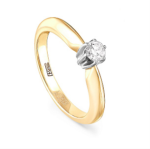 Кольцо из желтого золота с бриллиантом