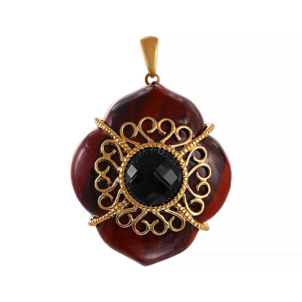 Подвеска из желтого золота с агатом, ониксом