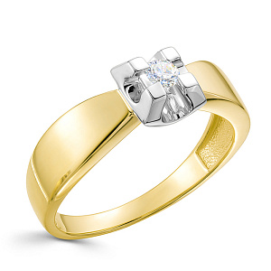 Кольцо из желтого золота с бриллиантом
