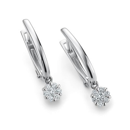 Серьги с английским замком из белого золота с бриллиантами
