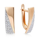 Серьги с английским замком из красного золота с фианитом