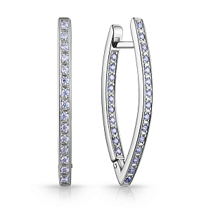 Серьги с английским замком из серебра с фианитом