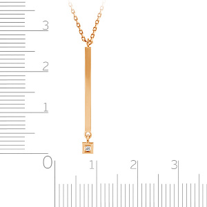 Колье из красного золота с бриллиантом, плетение якорное