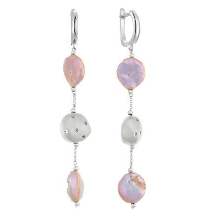 Серьги с английским замком из серебра с жемчугом