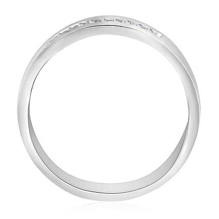 Кольцо обручальное с бриллиантами из белого золота