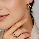 Кольцо из красного золота с бриллиантами, сапфиром