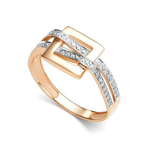 Кольцо из красного золота с бриллиантом