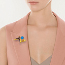 Брошь из серебра с агатом, гранатом