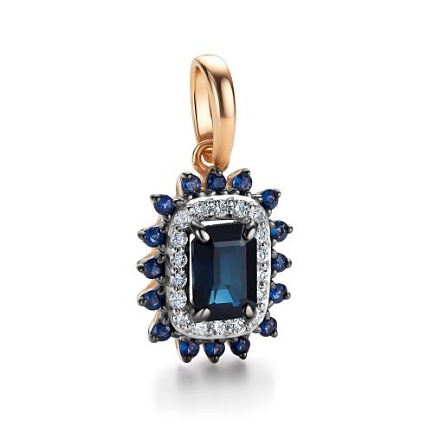 Подвеска из красного золота с бриллиантами, сапфиром