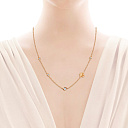 Колье из красного золота с фианитом, плетение якорное