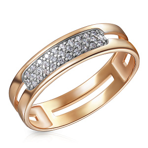 Кольцо из красного золота с фианитом