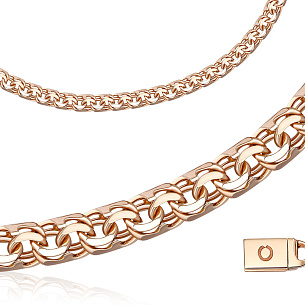 Браслет ручной работы из красного золота, плетение шпрингелевое