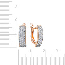 Серьги с английским замком из красного золота с фианитом