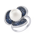 Кольцо из белого золота с бриллиантами, жемчугом