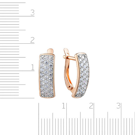 Серьги с английским замком из красного золота с фианитом