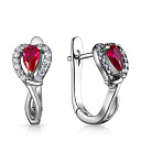 Серьги с английским замком из серебра с фианитом