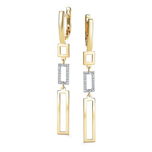 Серьги с английским замком из желтого золота с бриллиантом