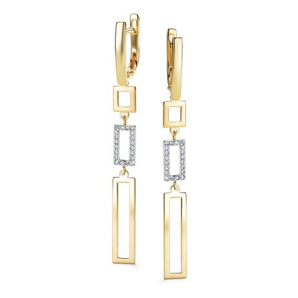 Серьги с английским замком из желтого золота с бриллиантами