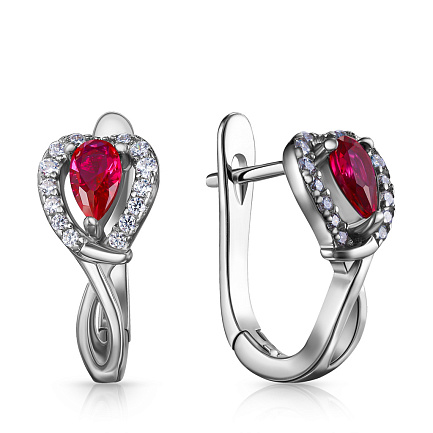 Серьги с английским замком из серебра с фианитом