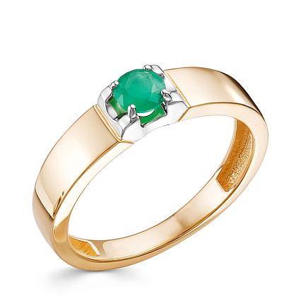 Кольцо из красного золота с изумрудом