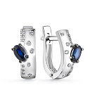 Серьги из белого золота с бриллиантами, сапфирами