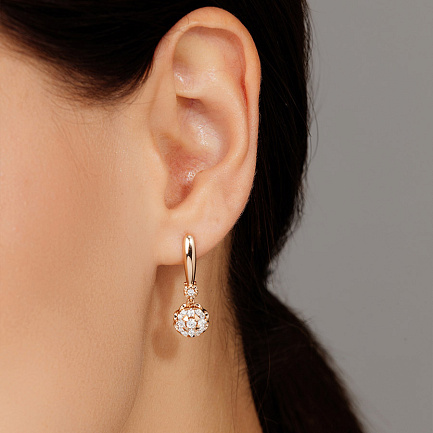 Серьги с английским замком из красного золота