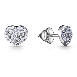 Пусеты из серебра с фианитом