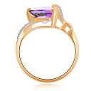 Кольцо из красного золота с аметистом, фианитом