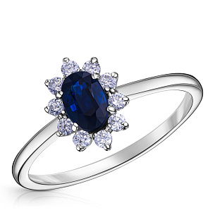 Кольцо из белого золота с сапфиром