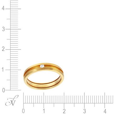 Кольцо обручальное из желтого золота с бриллиантом