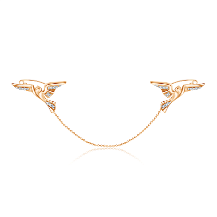 Брошь из красного золота с фианитом