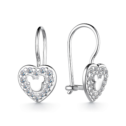 Серьги с французским замком из серебра с фианитами