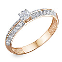 Кольцо помолвочное из красного золота с бриллиантами