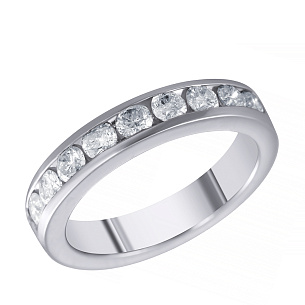 Кольцо обручальное из белого золота с бриллиантом