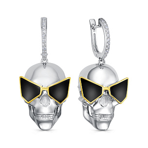 Серьги с английским замком из серебра с фианитом